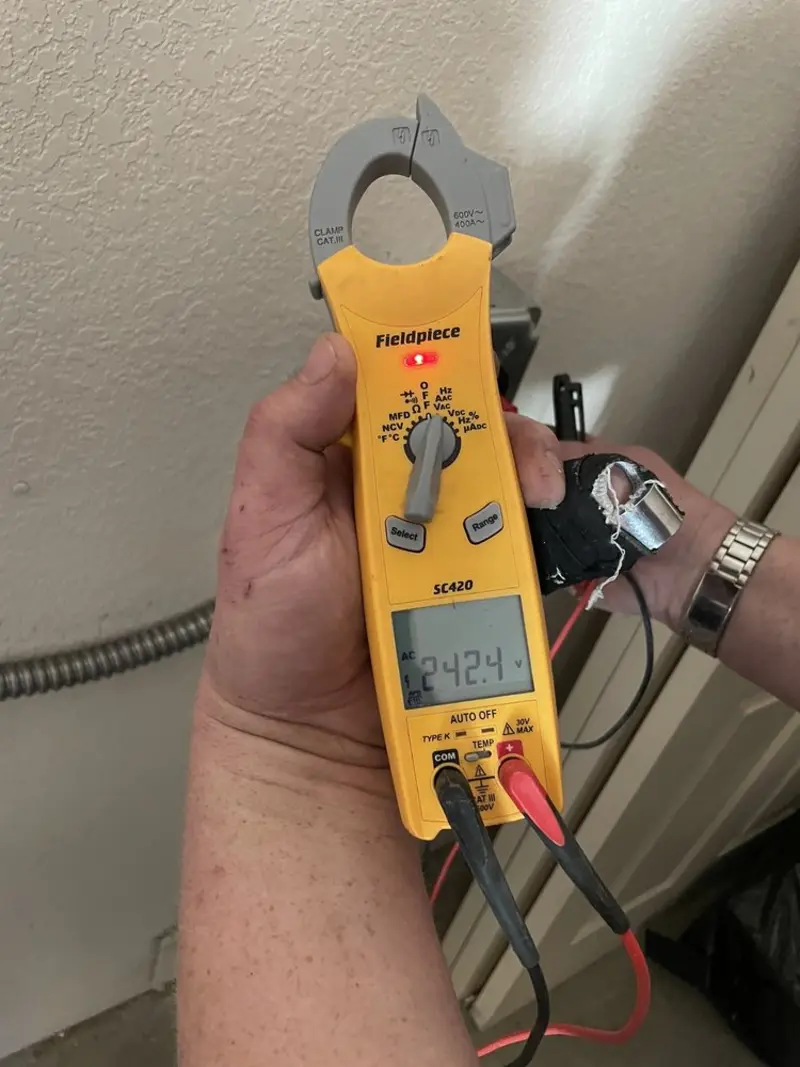 Voltage testing with clamp meter during Generator Installation in East Bay